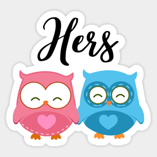 Cute Owls 'Hers' Mug Sticker